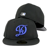 Los Angeles Dodgers Black with Royal Connect Logo Grey UV New Era 59FIFTY Fitted Hat