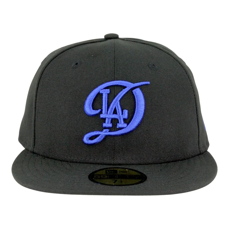 Los Angeles Dodgers Black with Royal Connect Logo Grey UV New Era 59FIFTY Fitted Hat