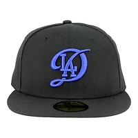Los Angeles Dodgers Black with Royal Connect Logo Grey UV New Era 59FIFTY Fitted Hat