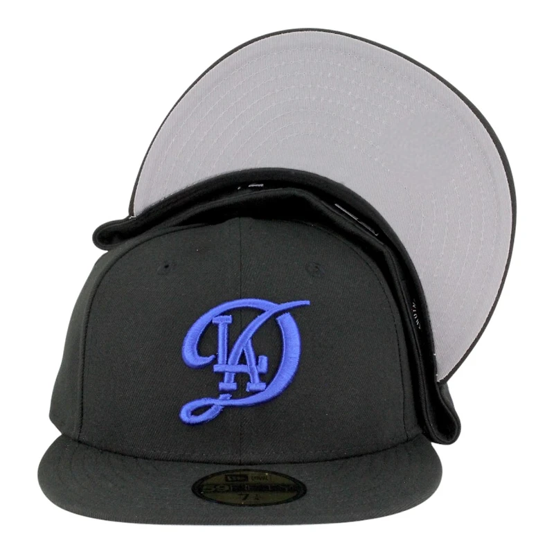 Los Angeles Dodgers Black with Royal Connect Logo Grey UV New Era 59FIFTY Fitted Hat