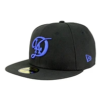 Los Angeles Dodgers Black with Royal Connect Logo Grey UV New Era 59FIFTY Fitted Hat