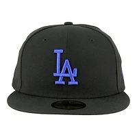 Los Angeles Dodgers Black with Royal LA Logo Grey UV New Era 59FIFTY Fitted Hat