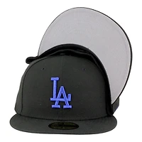 Los Angeles Dodgers Black with Royal LA Logo Grey UV New Era 59FIFTY Fitted Hat