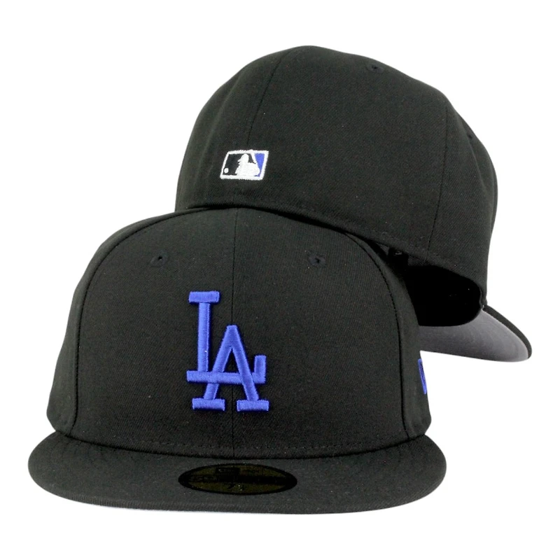 Los Angeles Dodgers Black with Royal LA Logo Grey UV New Era 59FIFTY Fitted Hat