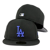 Los Angeles Dodgers Black with Royal LA Logo Grey UV New Era 59FIFTY Fitted Hat