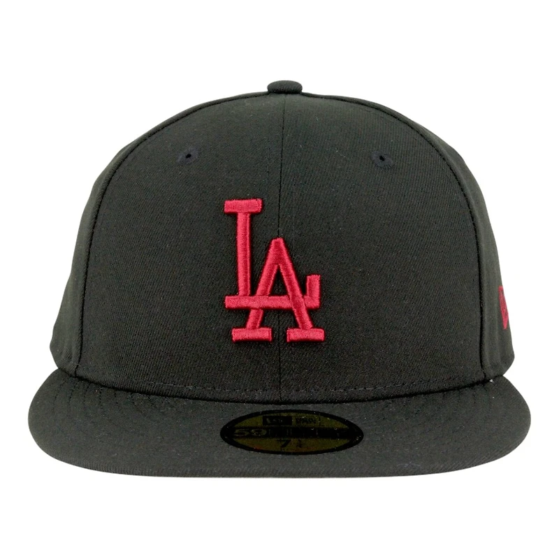 Los Angeles Dodgers Black with Cardinal Red LA Logo Grey UV New Era 59FIFTY Fitted Hat