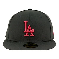 Los Angeles Dodgers Black with Cardinal Red LA Logo Grey UV New Era 59FIFTY Fitted Hat