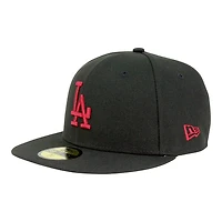 Los Angeles Dodgers Black with Cardinal Red LA Logo Grey UV New Era 59FIFTY Fitted Hat