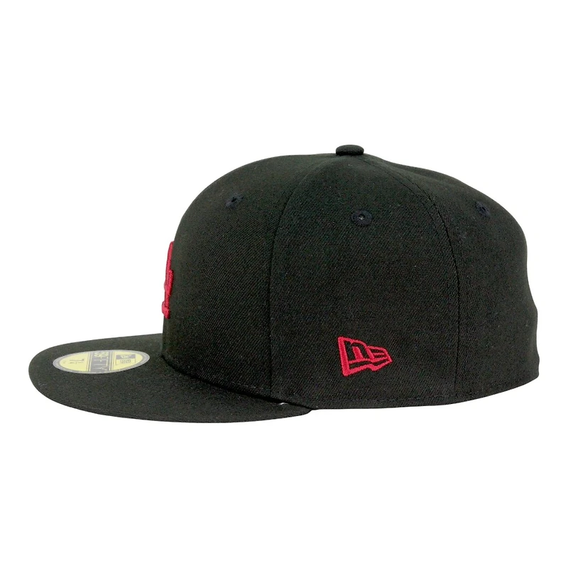 Los Angeles Dodgers Black with Cardinal Red LA Logo Grey UV New Era 59FIFTY Fitted Hat