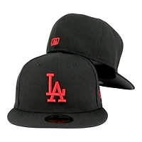 Los Angeles Dodgers Black with Red LA Logo Dark Grey UV New Era 59FIFTY Fitted Hat