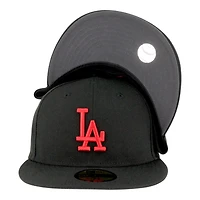 Los Angeles Dodgers Black with Red LA Logo Dark Grey UV New Era 59FIFTY Fitted Hat