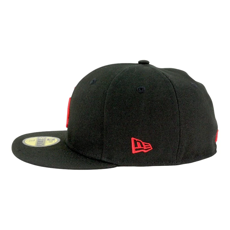 Los Angeles Dodgers Black with Red LA Logo Dark Grey UV New Era 59FIFTY Fitted Hat