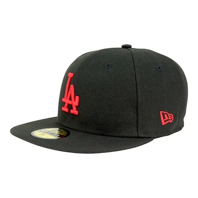 Los Angeles Dodgers Black with Red LA Logo Dark Grey UV New Era 59FIFTY Fitted Hat