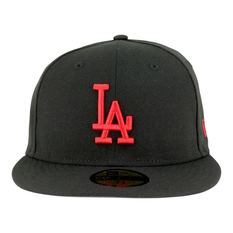 Los Angeles Dodgers Black with Red LA Logo Dark Grey UV New Era 59FIFTY Fitted Hat