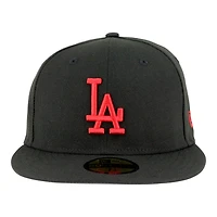 Los Angeles Dodgers Black with Red LA Logo Dark Grey UV New Era 59FIFTY Fitted Hat
