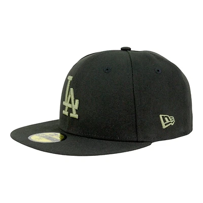 Los Angeles Dodgers Black with Olive Green LA Logo Grey UV New Era 59FIFTY Fitted Hat