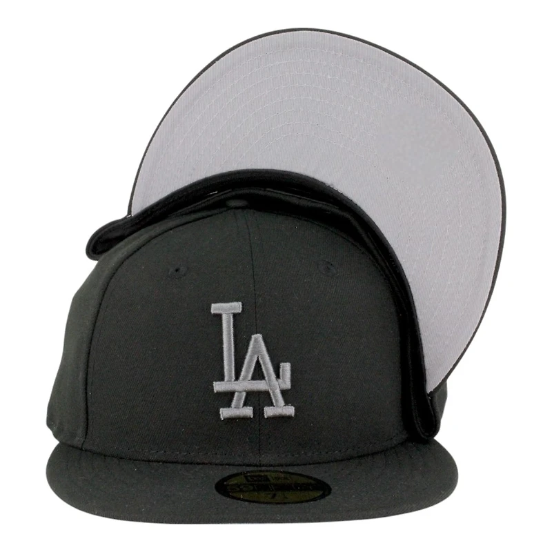 Los Angeles Dodgers Black with Graphite LA Logo Grey UV New Era 59FIFTY Fitted Hat