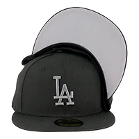 Los Angeles Dodgers Black with Graphite LA Logo Grey UV New Era 59FIFTY Fitted Hat