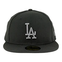 Los Angeles Dodgers Black with Graphite LA Logo Grey UV New Era 59FIFTY Fitted Hat