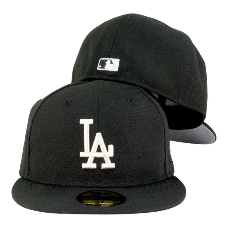 Los Angeles Dodgers Black with Ivory LA Logo Grey UV New Era 59FIFTY Fitted Hat