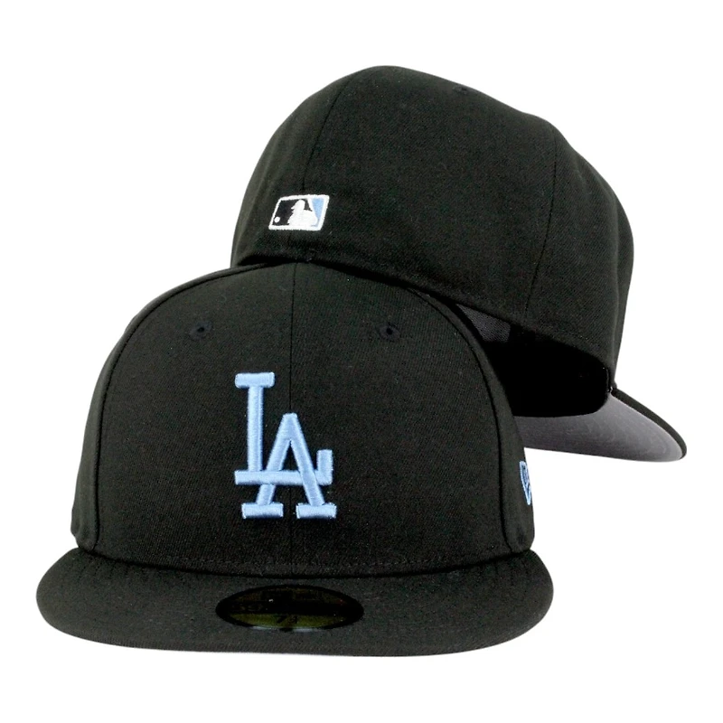 Los Angeles Dodgers Black with Light Blue LA Logo Grey UV New Era 59FIFTY Fitted Hat