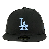 Los Angeles Dodgers Black with Light Blue LA Logo Grey UV New Era 59FIFTY Fitted Hat