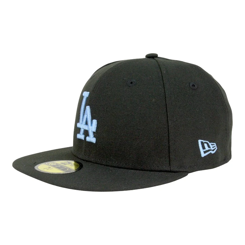 Los Angeles Dodgers Black with Light Blue LA Logo Grey UV New Era 59FIFTY Fitted Hat