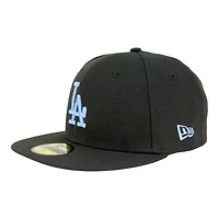 Los Angeles Dodgers Black with Light Blue LA Logo Grey UV New Era 59FIFTY Fitted Hat