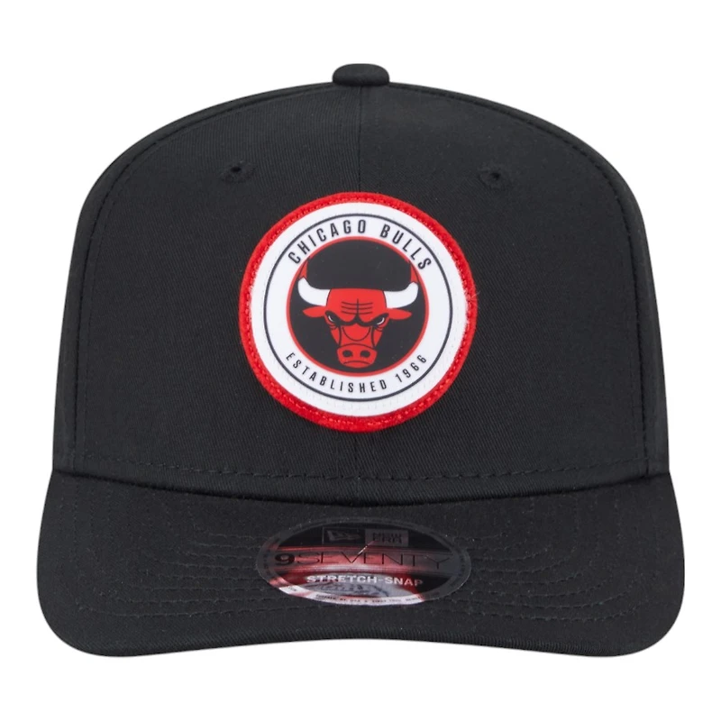 Chicago Bulls Black Circle Patch New Era 9SEVENTY Adjustable Hat