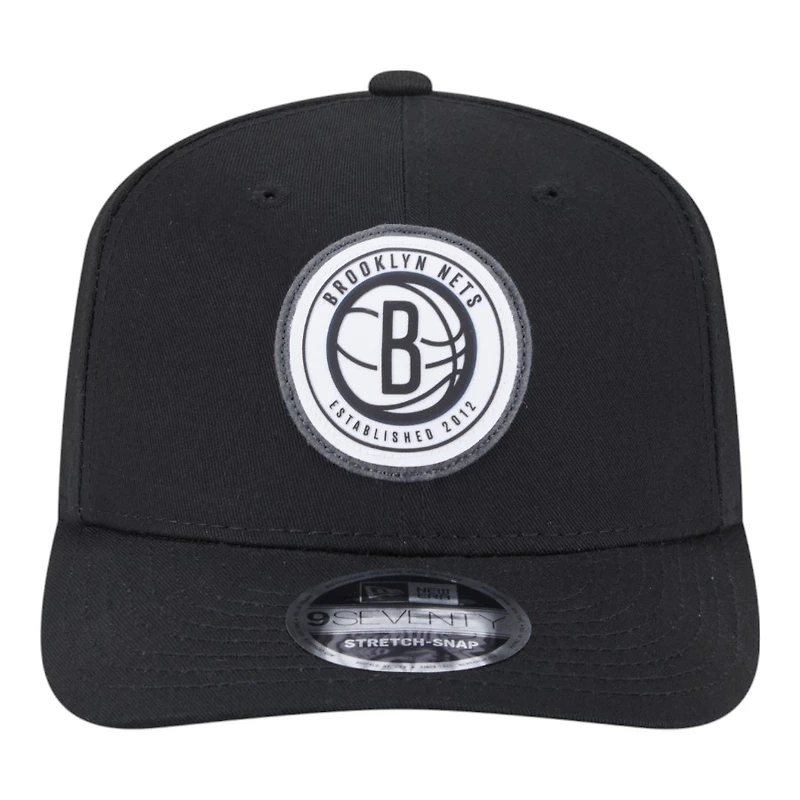 Brooklyn Nets Black Circle Patch New Era 9SEVENTY Adjustable Hat