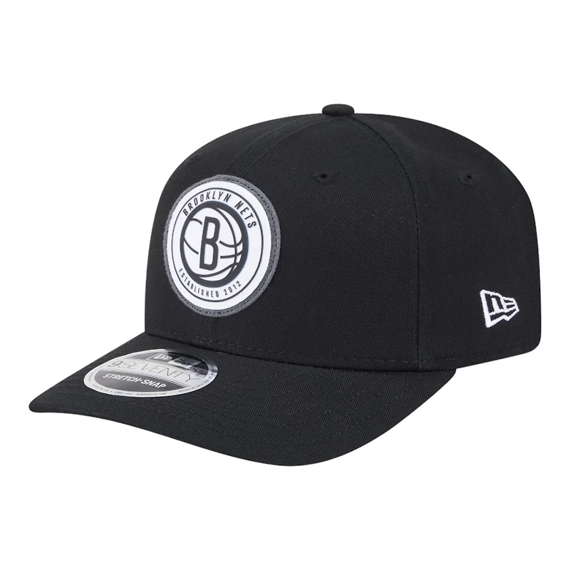 Brooklyn Nets Black Circle Patch New Era 9SEVENTY Adjustable Hat