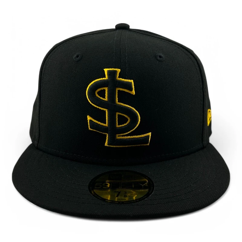 Salt Lake Bees Black on Yellow Outline Road MiLB New Era 59FIFTY Fitted Hat