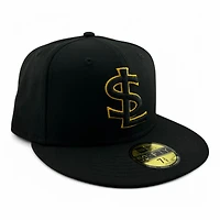 Salt Lake Bees Black on Yellow Outline Road MiLB New Era 59FIFTY Fitted Hat