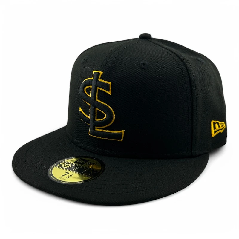 Salt Lake Bees Black on Yellow Outline Road MiLB New Era 59FIFTY Fitted Hat