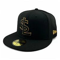 Salt Lake Bees Black on Yellow Outline Road MiLB New Era 59FIFTY Fitted Hat