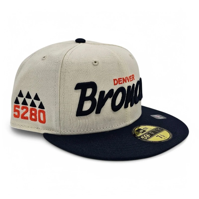 Denver Broncos Chrome Oceanside 2T Blue Leon the Lab 5280 Patch Green UV New Era 59FIFTY Fitted Hat