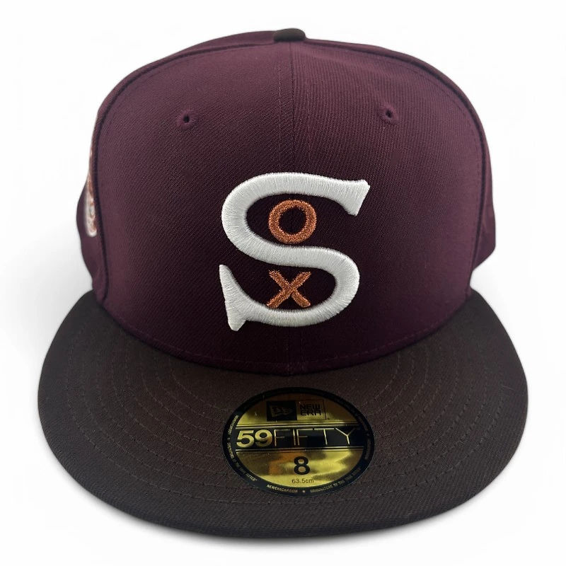 Chicago White Sox Maroon and Brown 1917 WS Patch Gray UV NHL New Era 59FIFTY Fitted Hat
