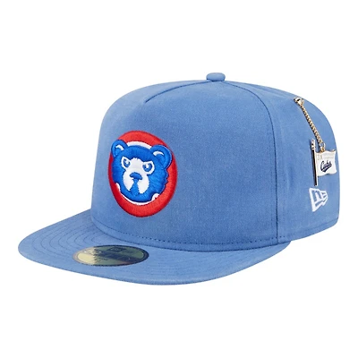 Chicago Cubs Blue Denim Chain with Flag New Era 59FIFTY A-Frame Fitted Hat