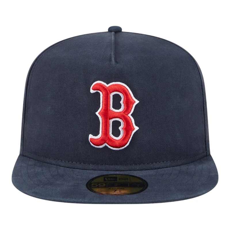 Boston Red Sox Navy Denim Chain with Flag New Era 59FIFTY A-Frame Fitted Hat