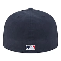 Boston Red Sox Navy Denim Chain with Flag New Era 59FIFTY A-Frame Fitted Hat