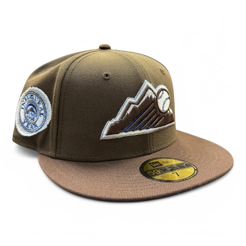 Colorado Rockies Brown and Royal Inaugural Year Patch Gray UV New Era 59FIFTY Fitted Hat