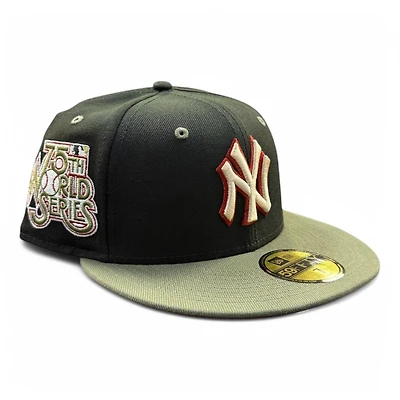 New York Yankees Black and Olive 75th WS Patch Gray UV Era 59FIFTY Fitted Hat
