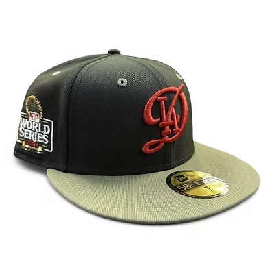 Los Angeles Dodgers Black and Olive 2024 WS Patch Gray UV New Era 59FIFTY Fitted Hat