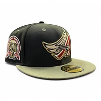 Los Angeles Angels Black and Olive 50th Anni Patch Gray UV New Era 59FIFTY Fitted Hat