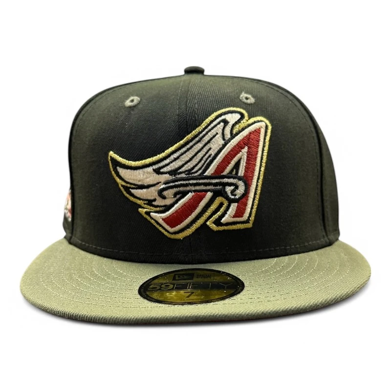 Los Angeles Angels Black and Olive 50th Anni Patch Gray UV New Era 59FIFTY Fitted Hat