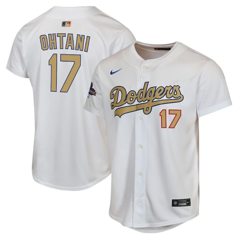 Youth Los Angeles Dodgers Shohei Ohtani 2025 Gold Collection Nike Limited White Home Player Jersey
