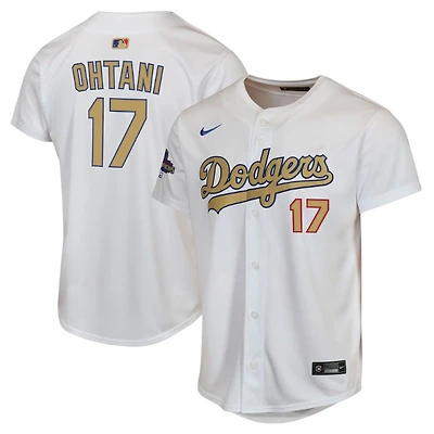 Youth Los Angeles Dodgers Shohei Ohtani 2025 Gold Collection Nike Limited White Home Player Jersey