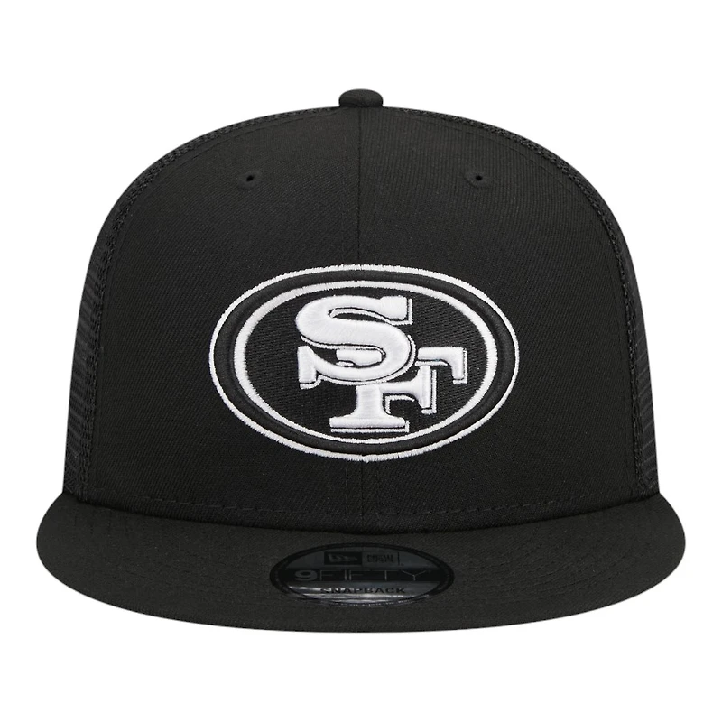 San Francisco 49ers Black and White Trucker New Era 9FIFTY Snapback Hat