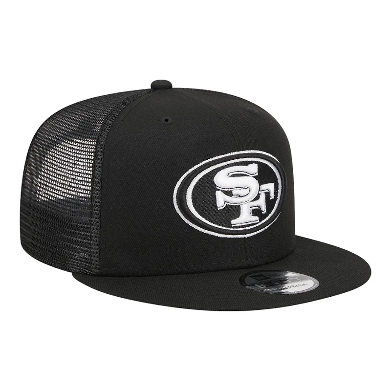 San Francisco 49ers Black and White Trucker New Era 9FIFTY Snapback Hat