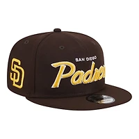 San Diego Padres Brown Script Wordmark New Era 9FIFTY Snapback Hat